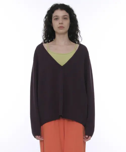 [PARTIMENTO WOMEN] PWC Oversized Deep V-Neck Knit Top_Midnight Plum / PWC 오버사이즈드 딥 브이넥 니트 탑_미드나잇 플럼