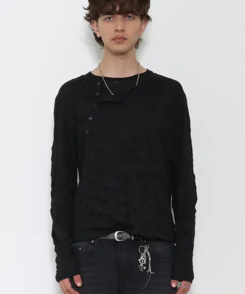 [DOFFJASON] Oblique Layered Long Sleeve BLACK / 오블리크 레이어드 롱 슬리브 BLACK