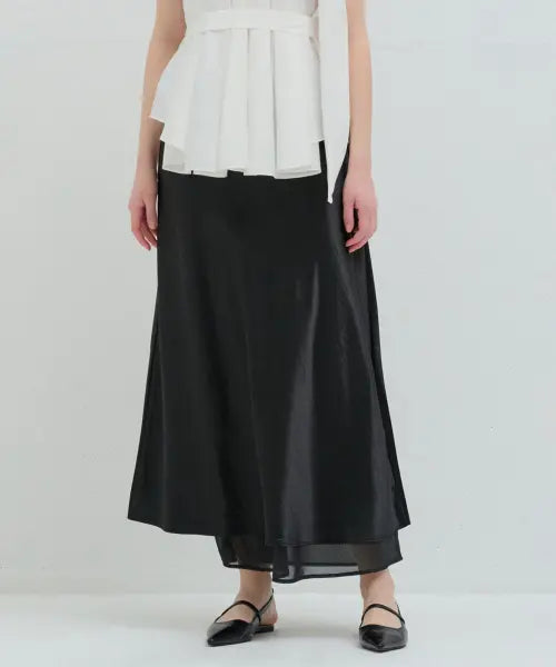 [CAMINO] Silk Layered Skirt Black / 실크 레이어드 스커트 블랙