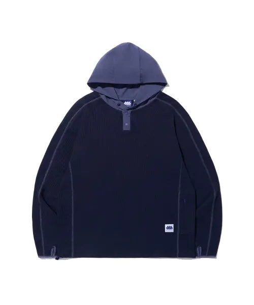 [MADDEN] Henry Neck HB Waffle Hoodie Navy / 헨리넥 HB 와플 후디 네이비