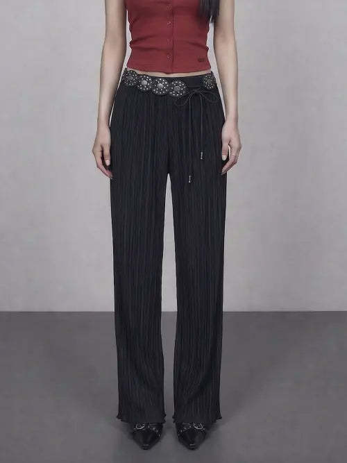 [BOUNDARY] GLAM PLEATS BANDING LONG PANTS BK_B261MSA112