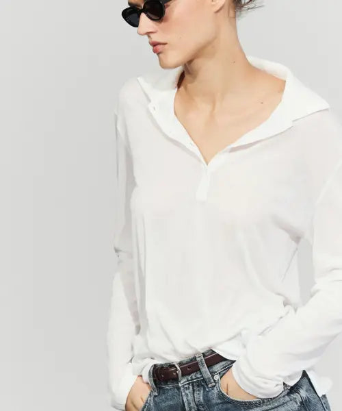 [MASSIMO DUTTI] 100% Cotton Long Sleeve Polo Shirt / 100% 코튼 긴소매 폴로셔츠