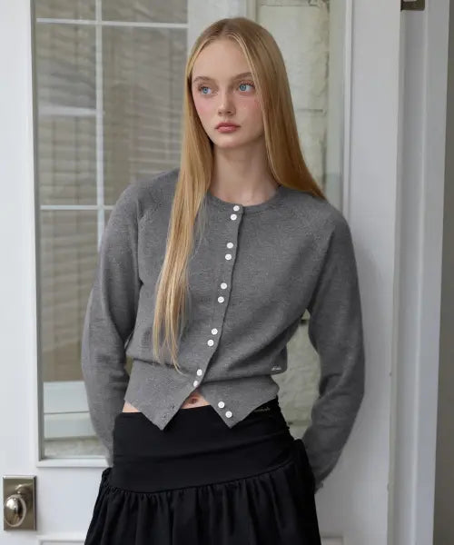 [ROSEFRANTZ] Double Button Cardigan [Charcoal]