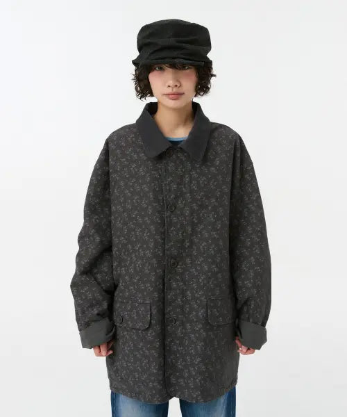[OHESHIO] Reversible Floral Cotton Jacket, Charcoal