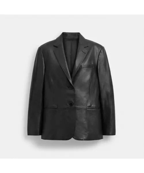 [COACH] Relaxed Fit Leather Blazer CEO78 BLK / 릴렉스드 레더 블레이저 CEO78 BLK