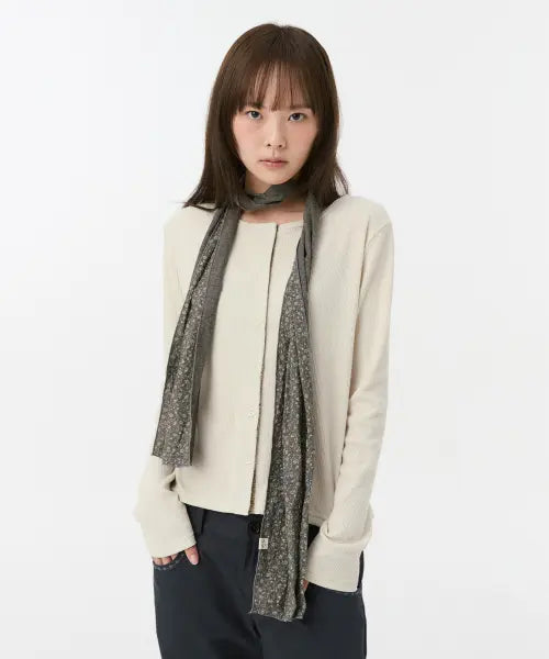 [OHESHIO] Vintage Floral Cotton Scarf, Brown