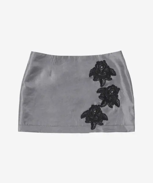 [DARLING, YOU'RE BAD] Rose Satin Mini Skirt #Gray