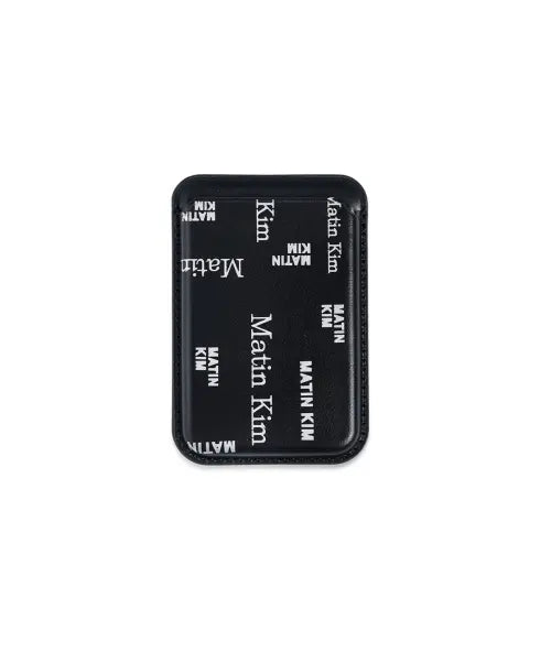 [MATIN KIM] MATIN ALL-OVER LOGO MAGNETIC CARD WALLET IN BLACK