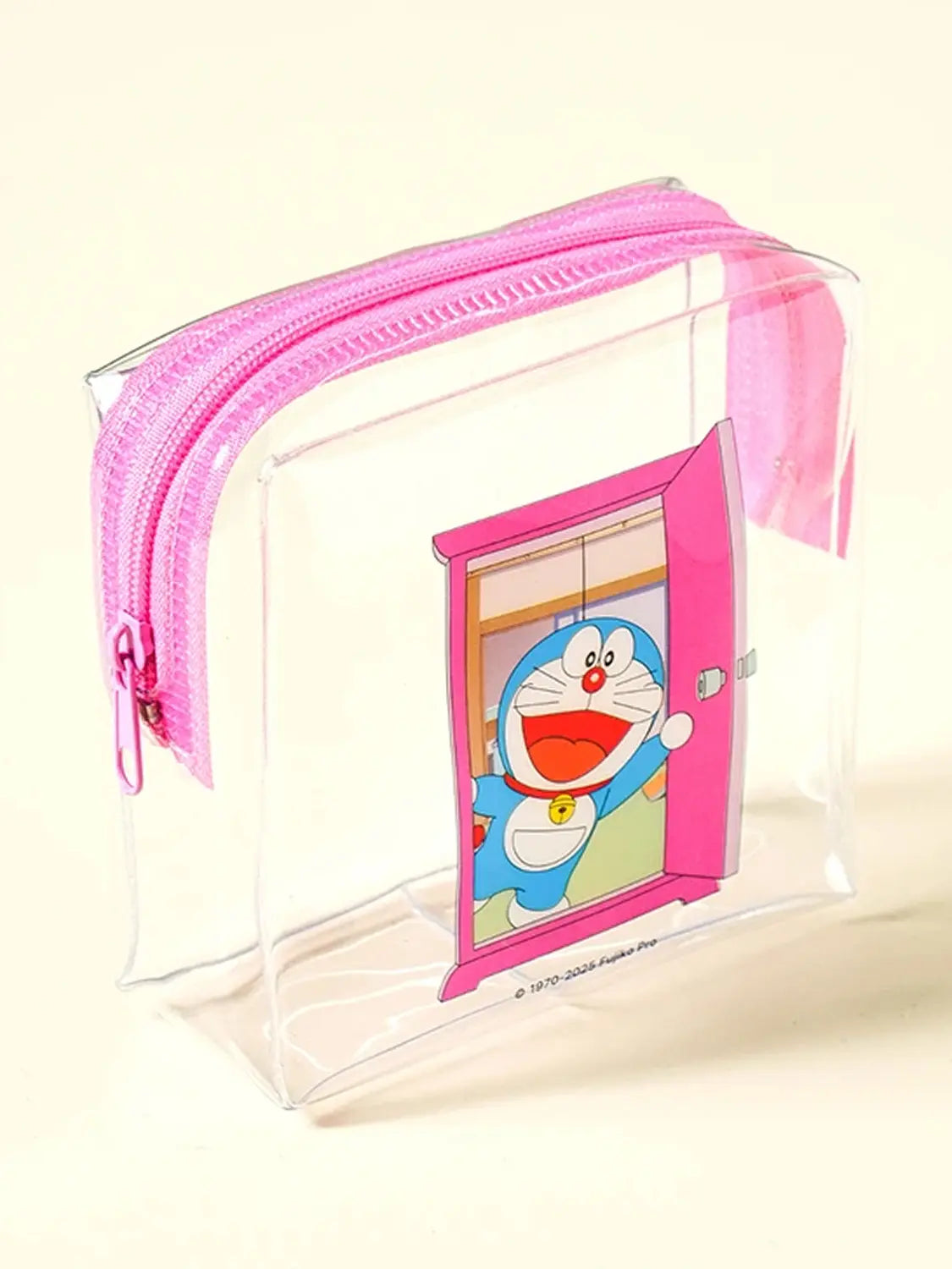 [DAISO] Doraemon Small Transparent Pouch - Pink / 도라에몽 투명 파우치 소형 핑크