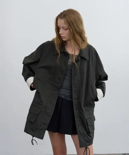 [FOETO] Low Pocket Cotton Jacket - Charcoal