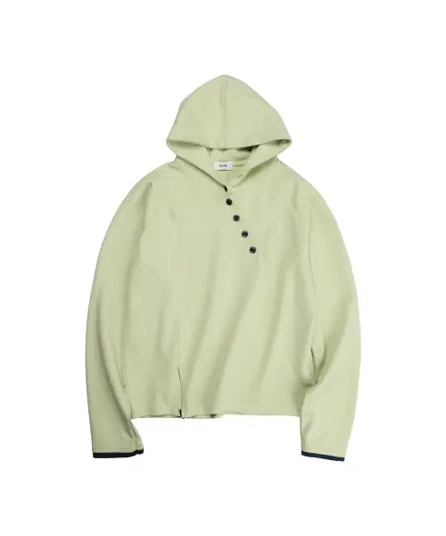 [NOISE] Layered Diagonal Button Hoodie [YELLOW] / 레이어드 다이애그널 버튼 후드 티_[YELLOW]