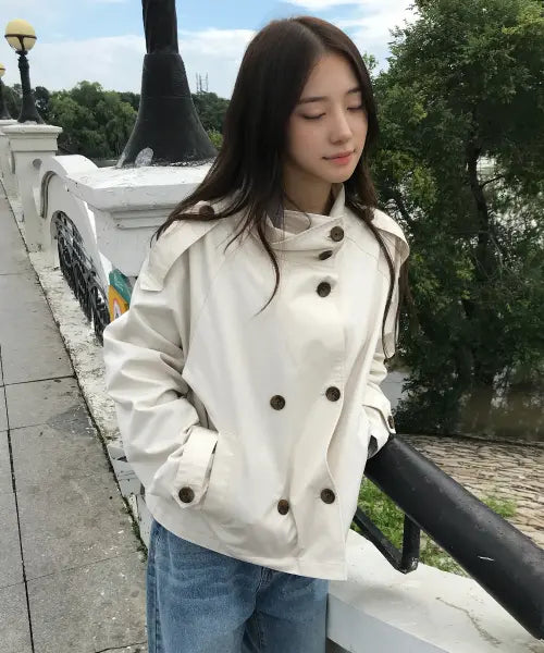 [LETTER FROM MOON] Heritage Crop Trench Coat (Light Beige) / 헤리티지 크롭 트렌치 코트 ( 라이트베이지 )