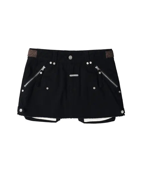 [THEVINYLHOUSE] UTILITY SADDLE MICRO SKIRT(W) BLACK