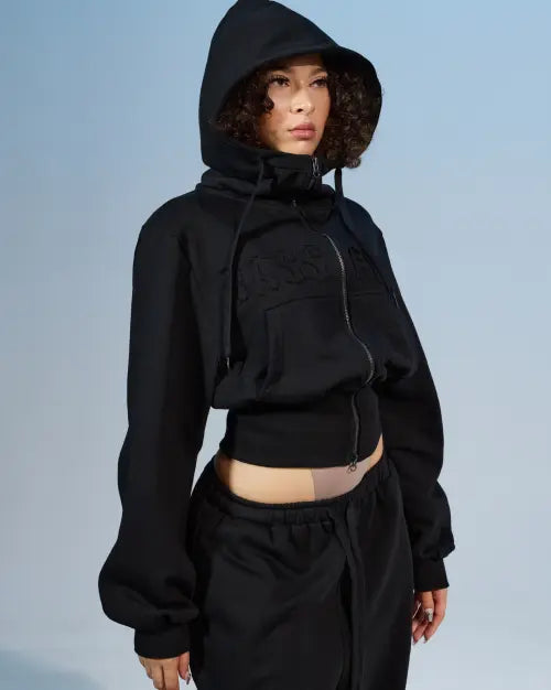 [COOLSIS] CS Bassic High-Neck Hoodie Zip-031 (Black) / CS BASSC HIGH-NECK HOODIE ZIP-031 (BLACK)