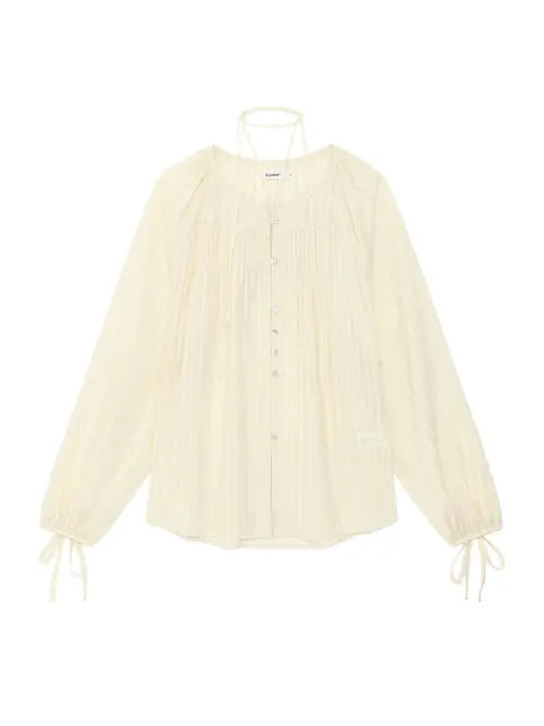 [GLOWNY] MISTY SHEER BLOUSE (LIGHT BEIGE)