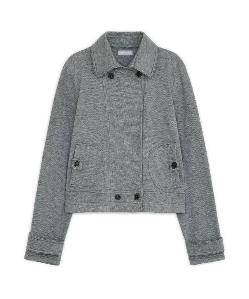 [HUG YOUR SKIN] Double button sweat jacket (Gray) / 더블 버튼 스웻 자켓 (그레이)
