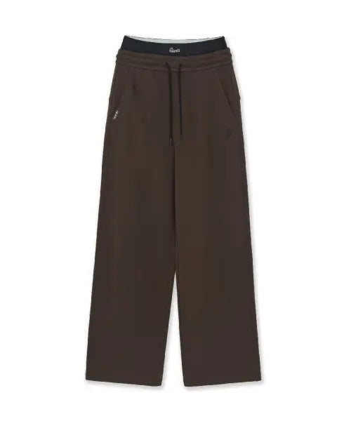 [MLB] Womens Basic Small Logo Double Waist Semi Wide Pants / 여성 베이직 스몰로고 더블웨이스트 세미와이드 팬츠 SF (D.Brown)
