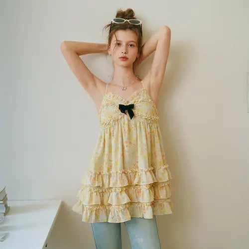 [CEST MOIDEW] Cest_Floral ruffle tiered camisole