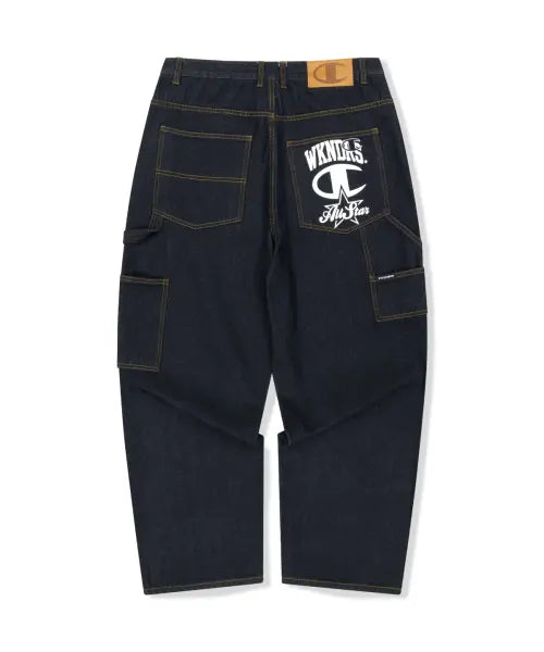 [WKNDRS] WKNDRS x CHAMPION CARPENTER DENIM PANTS (D.BLUE)