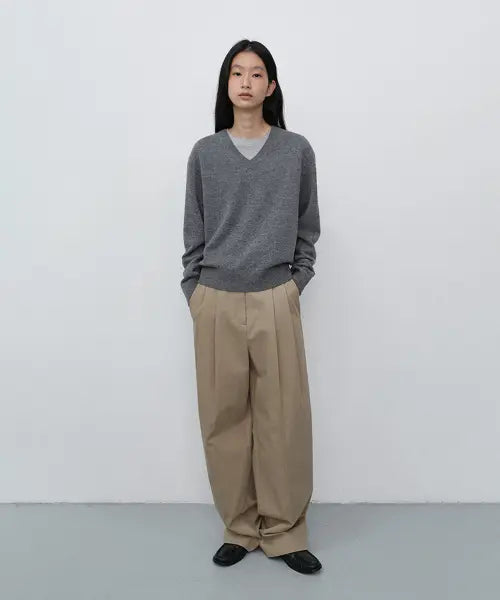 [DUNST] DOUBLE PLEATED WIDE CHINO SLACKS BEIGE / DOUBLE PLEATED WIDE CHINO SLACKS_UDPA6C203_BEIGE