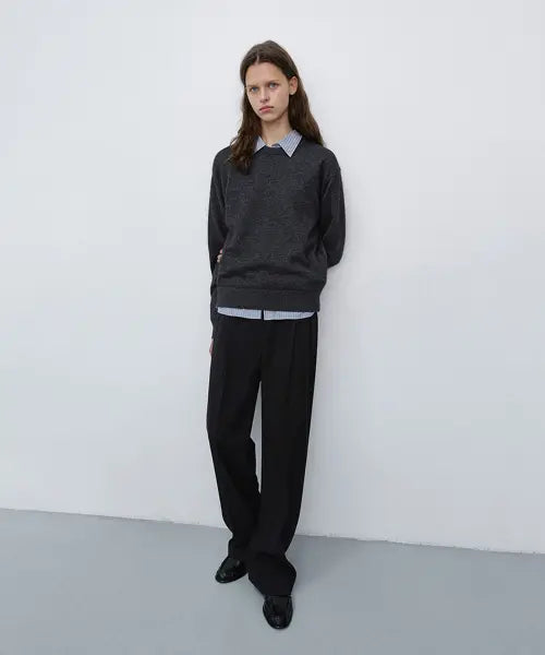 [DUNST] PLEATED SEMI-WIDE SLACKS BLACK / PLEATED SEMI-WIDE SLACKS_UDPA6C202_BLACK