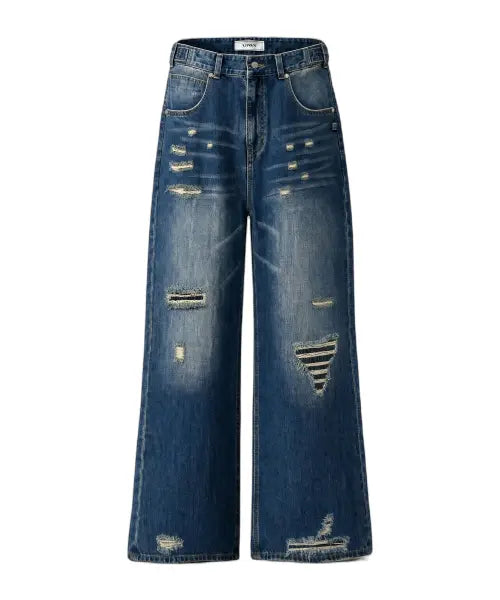 [IDWS] Injury Flare Denim Pants Indigo