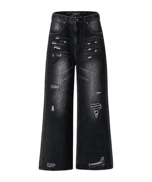 [IDWS] Injury Flare Denim Pants Black