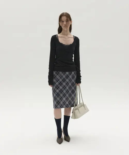 [LCDC™] LACE-DETAILED SLEEVELESS TOP (BLACK)
