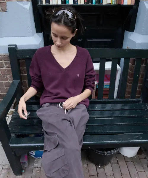 [FOETO] Mild Cashmere V-Neck Knit - Grape