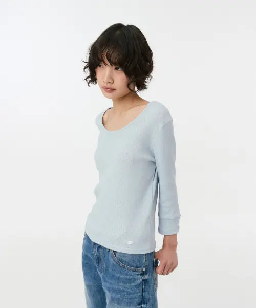 [OHESHIO] PUNCHING SLIM T-SHIRT, BLUE
