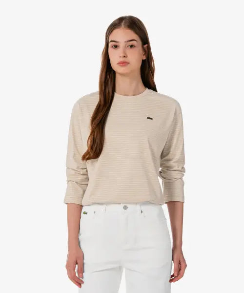 [LACOSTE] Women's Stripe Ribbon Long Sleeve T-Shirt TF932E-56G / 여성 스트라이프 리본 긴팔 티셔츠 TF932E-56G X6F