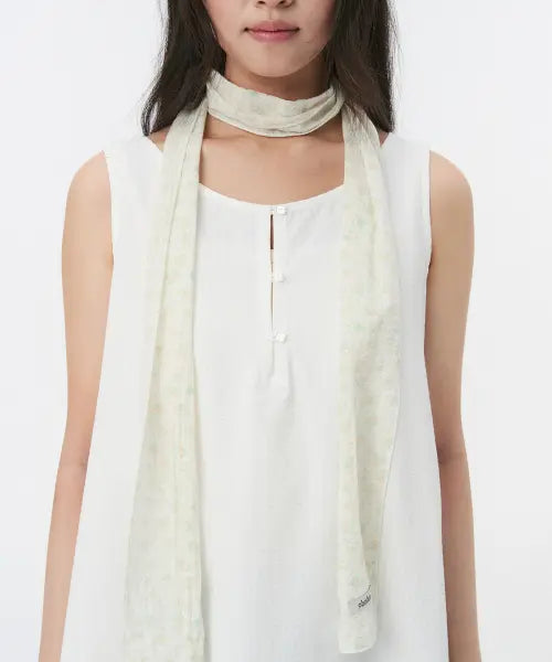 [OHESHIO] SUMMER FLOWER WRINKLE SCARF, IVORY