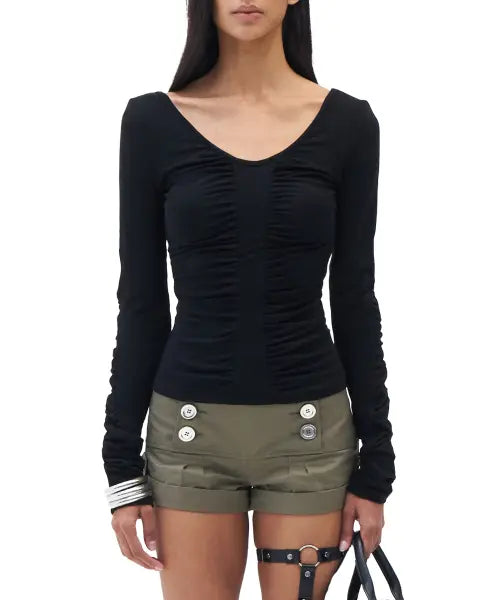 [HILLDA] Gathered Long Sleeve [Black]