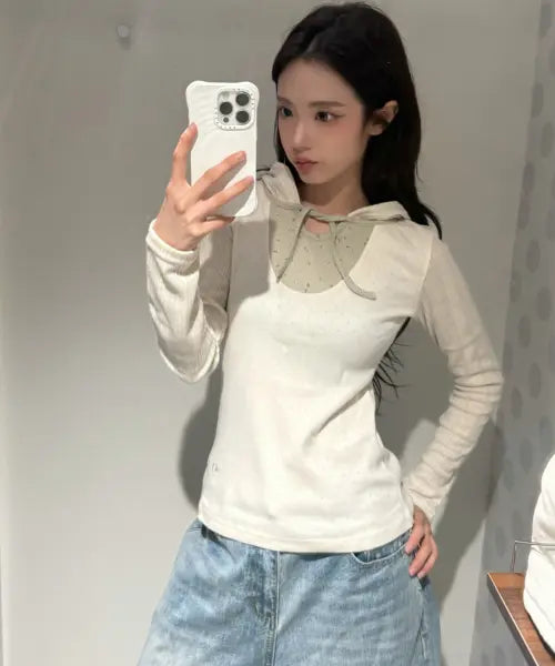 [AEAE] FLOWER BLOCK HOODIE [IVORY]