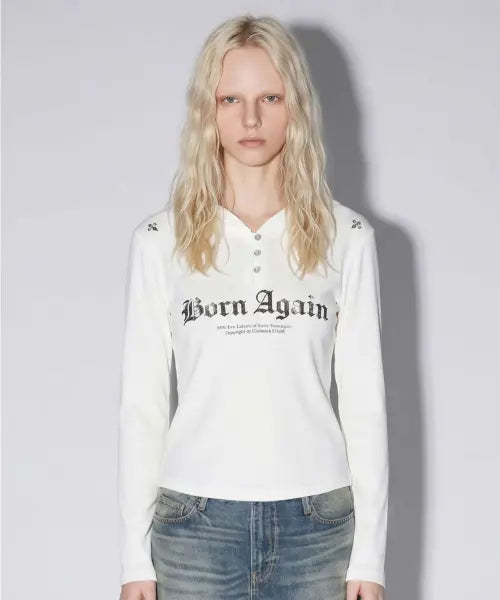 [THE B ARCHIVE] Women Half-Open Long-Sleeve Hooded T Shirt White / 여성 반오픈 긴팔 후드 티셔츠 화이트