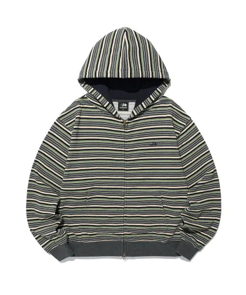 [NICEGHOSTCLUB] STRIPE 3STAR HOODIE ZIP UP_GREEN(NG2GFUM483A)