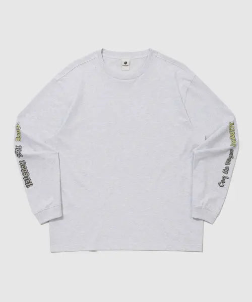 [LECOQ] MY OWN FLIP Uni Graphic Long Sleeve T-shirt - White Melange / MY OWN FLIP 유니 그래픽 긴팔티 - 화이트멜란지 QR323JRL91