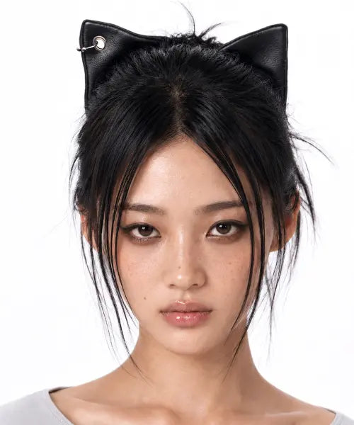 [RUNNINGHIGH] Leather Square Scrunchie [Black] / 레더 스퀘어 스크런치 [블랙]