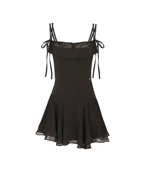 [PAINORPLEASURE] HEART RIBBON DRESS brown