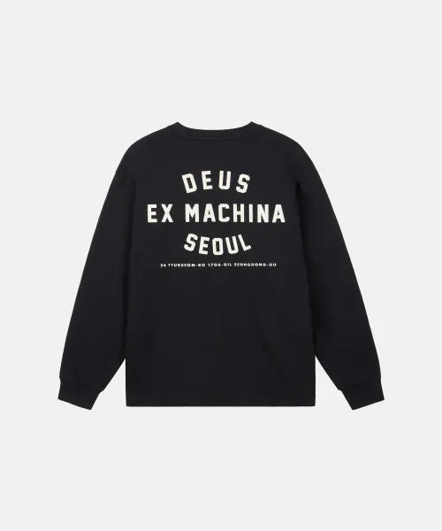 [DEUS EX MACHINA] Seoul College Address Long Sleeve Tee - Black / Seoul College Address Ls Tee_Black