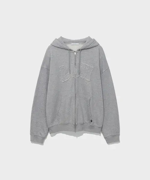 [LOW CLASSIC] LOW WASHED ZIP-UP HOODIE_MELANGE GREY [LC267TS13MG]