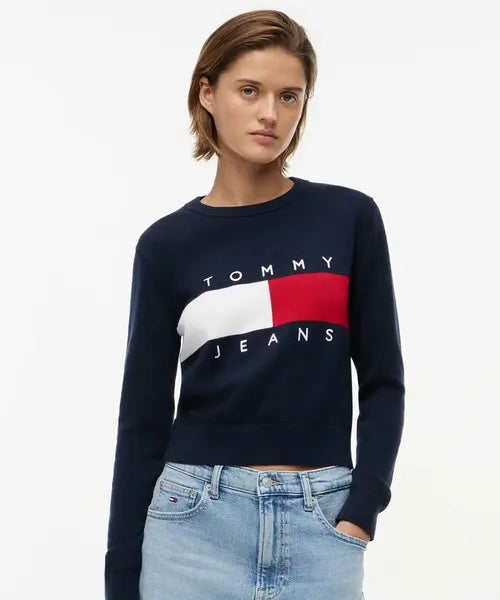 [TOMMY JEANS] TOMMY JEANS / 코튼 플래그 크루넥 스웨터 (T32G6KTO15TWT1C1G)