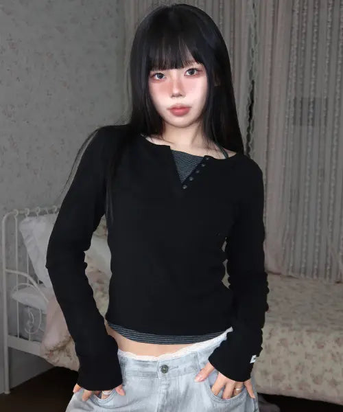 [YOUHEE] ESSENTIAL HALTER NECK LONG SLEEVE_BLACK / [아네딘X유희] ESSENTIAL HALTER NECK LONG SLEEVE_BLACK