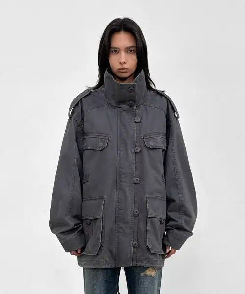 [SANDRIC] Vintage Field Jacket_Charcoal