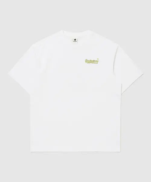 [LECOQ] MY OWN FLIP Uni Cotton Graphic T-Shirt - White / MY OWN FLIP 유니 코튼 그래픽 반팔티 - 화이트 QR323JRS91