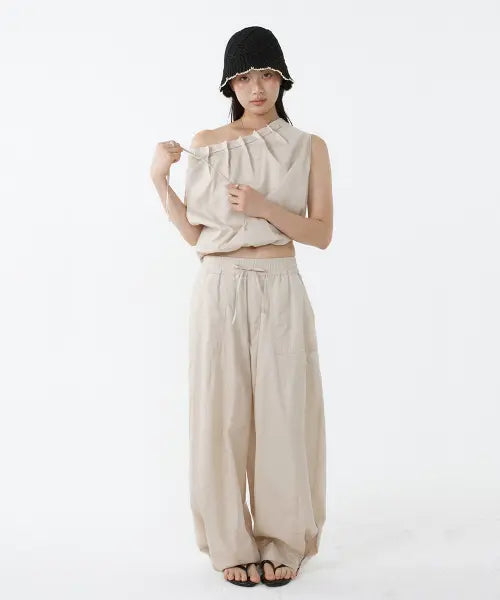 [LOVENTINA] Flow Wide Pants_Beige / 플로우 와이드팬츠_베이지