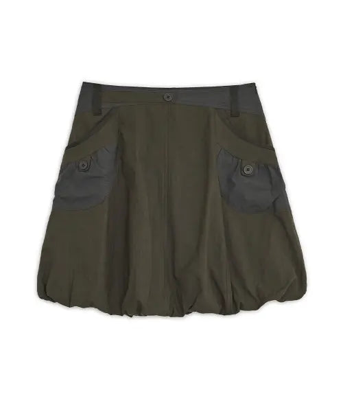 [HUG YOUR SKIN] Balloon cargo midi skirt (Khaki) / 벌룬 카고 미디 스커트 (카키)