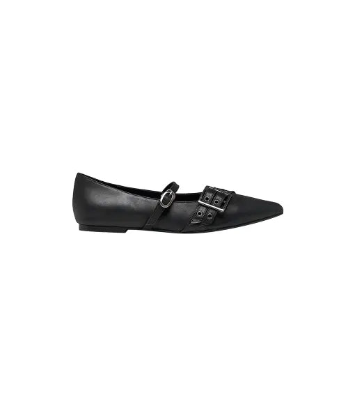 [ROUGHTYPE] Buckle-line Slingback Shoes - Black
