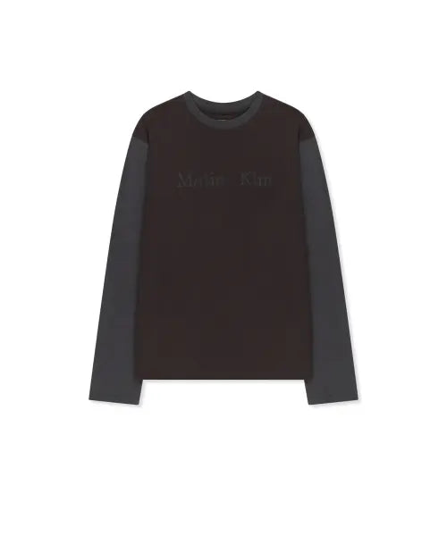 [MATIN KIM] TONAL BLOCK LOGO TOP IN BROWN
