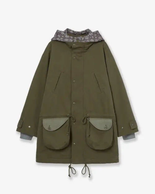 [AEAE] FLOWER BLOCK FIELD JACKET [OLIVE]